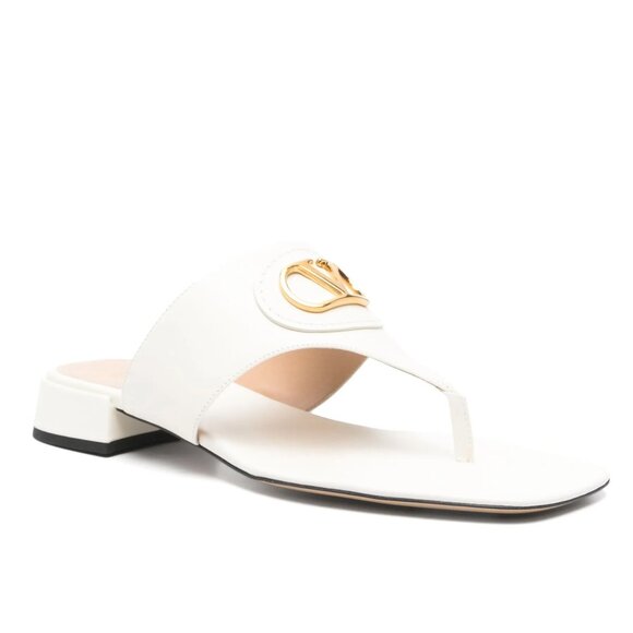 Valentino Shoes - Valentino V Logo VLOGO Signature Leather Thong Slide Sandals Mules Shoes